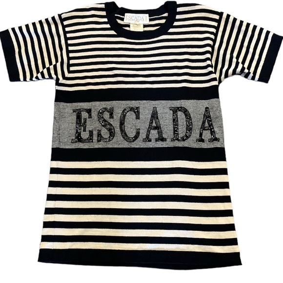 Escada vintage black & cream wool sequin tunic/dress - Picture 1 of 10
